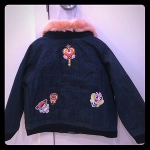Baby denim with fur jacket